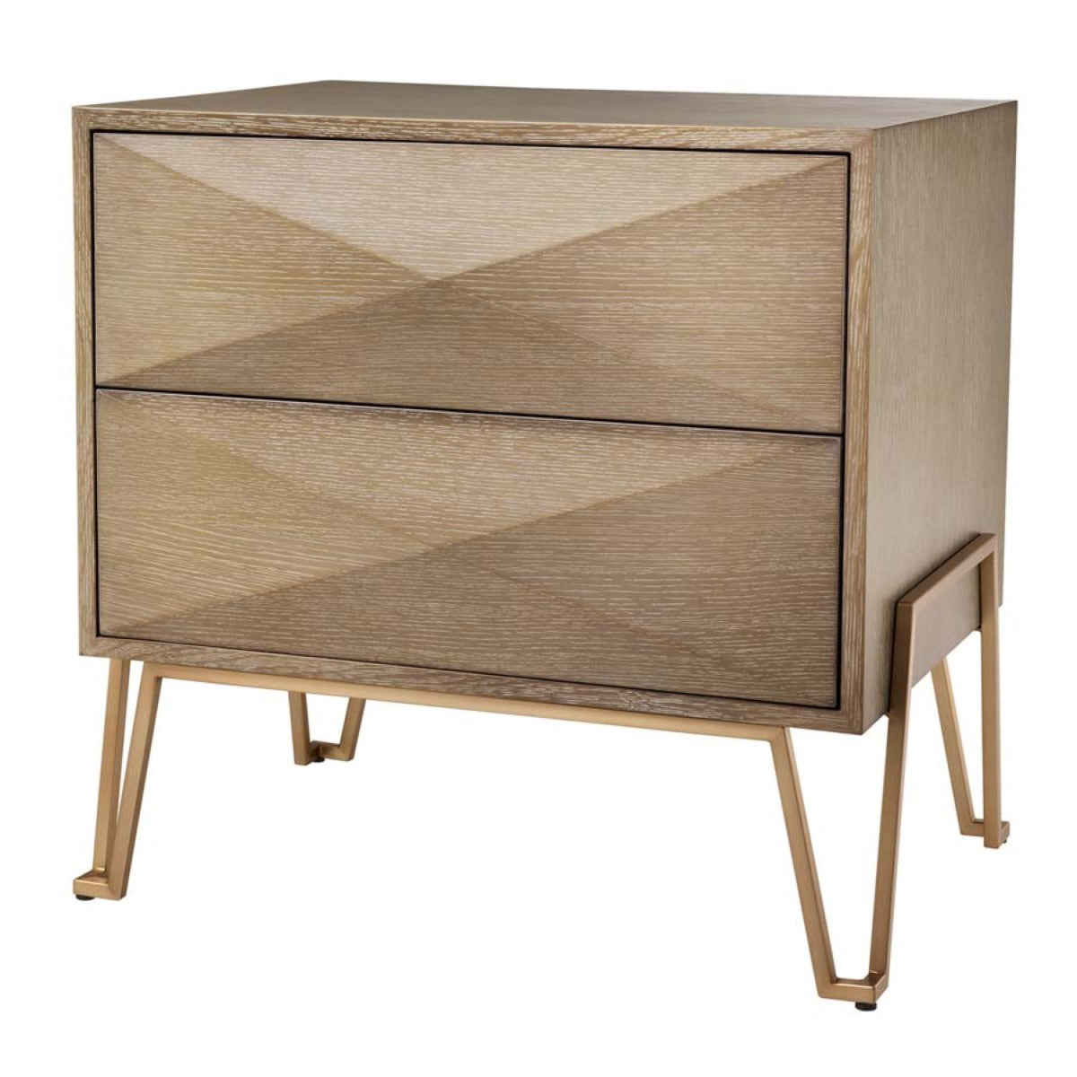 Bedside table Eichholtz highland nachtkastje bijzettafel goudkleurig licht eiken