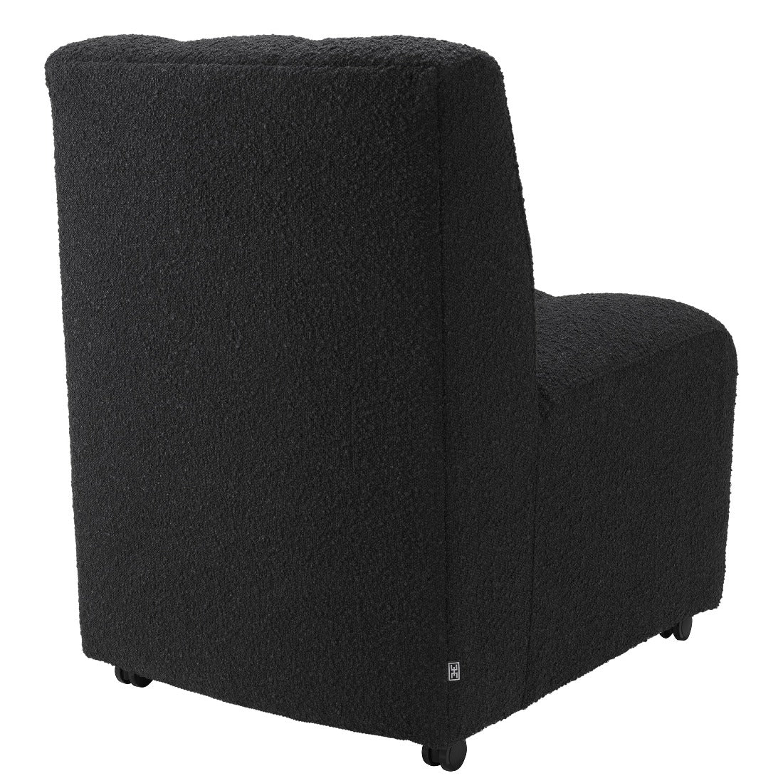 Dining chair Eichholtz Kelly bouclé black eetkamerstoel wieltjes