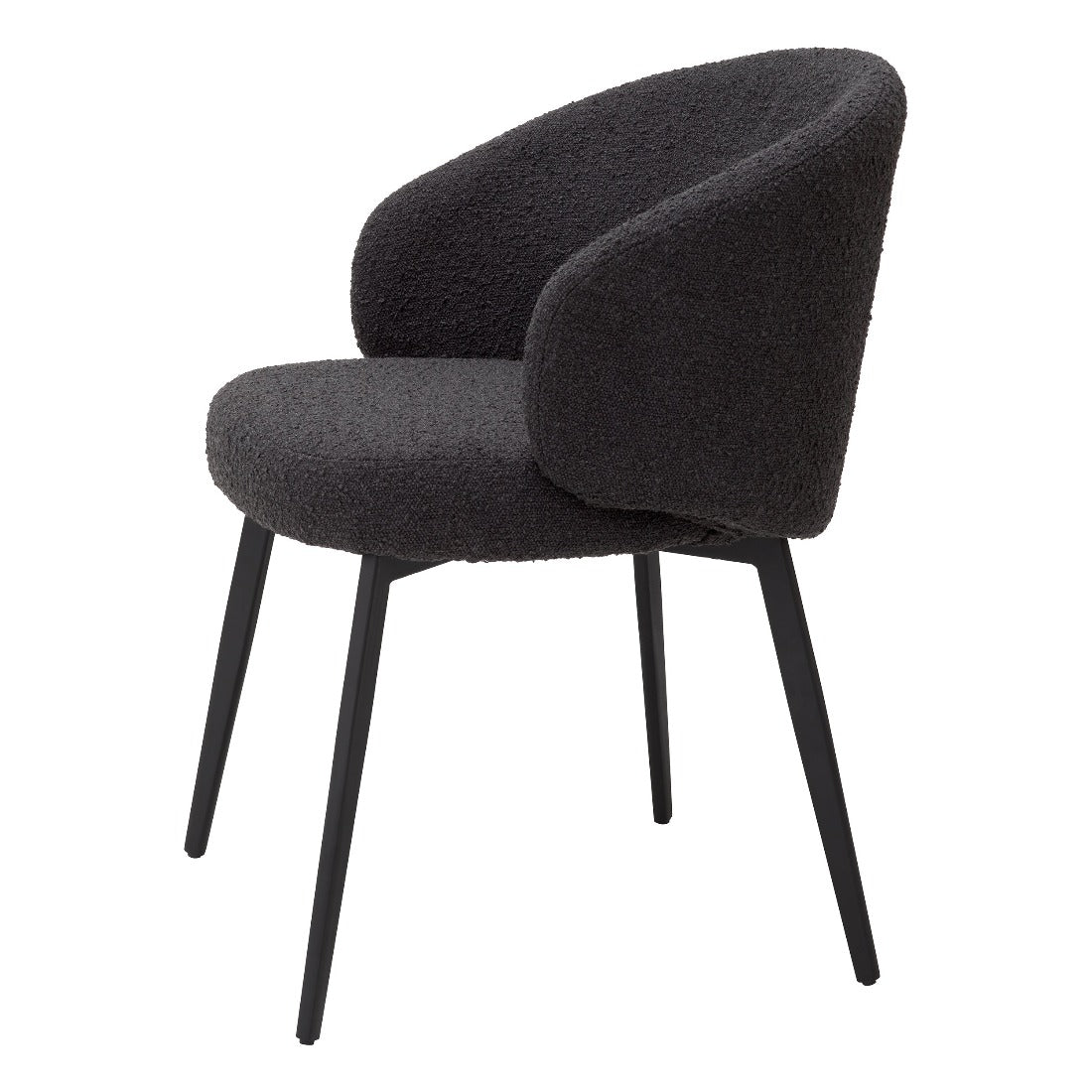 Dining chair Eichholtz Lloyd with arm Bouclé black
