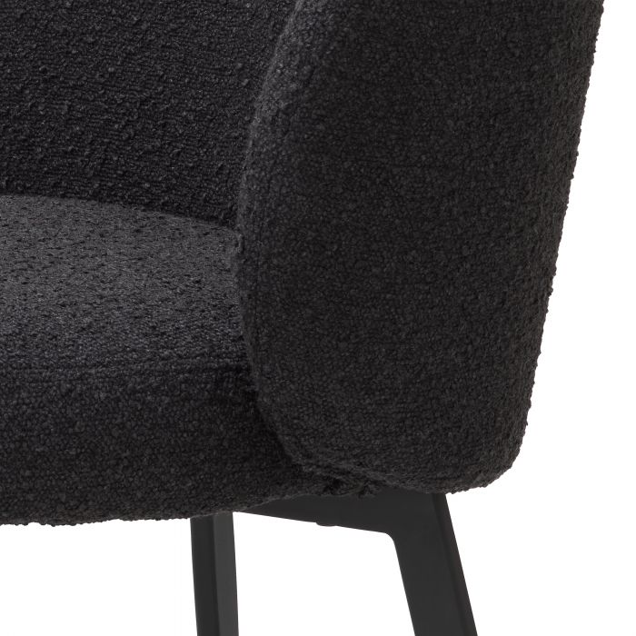 Dining chair Eichholtz Lloyd bouclé black eetkamerstoel