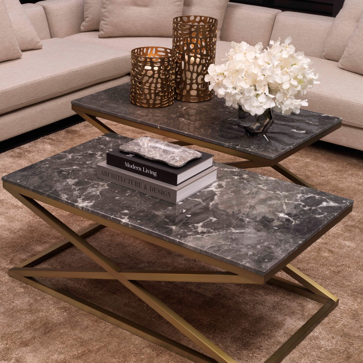 Eichholtz coffee table Criss Cross grey marble