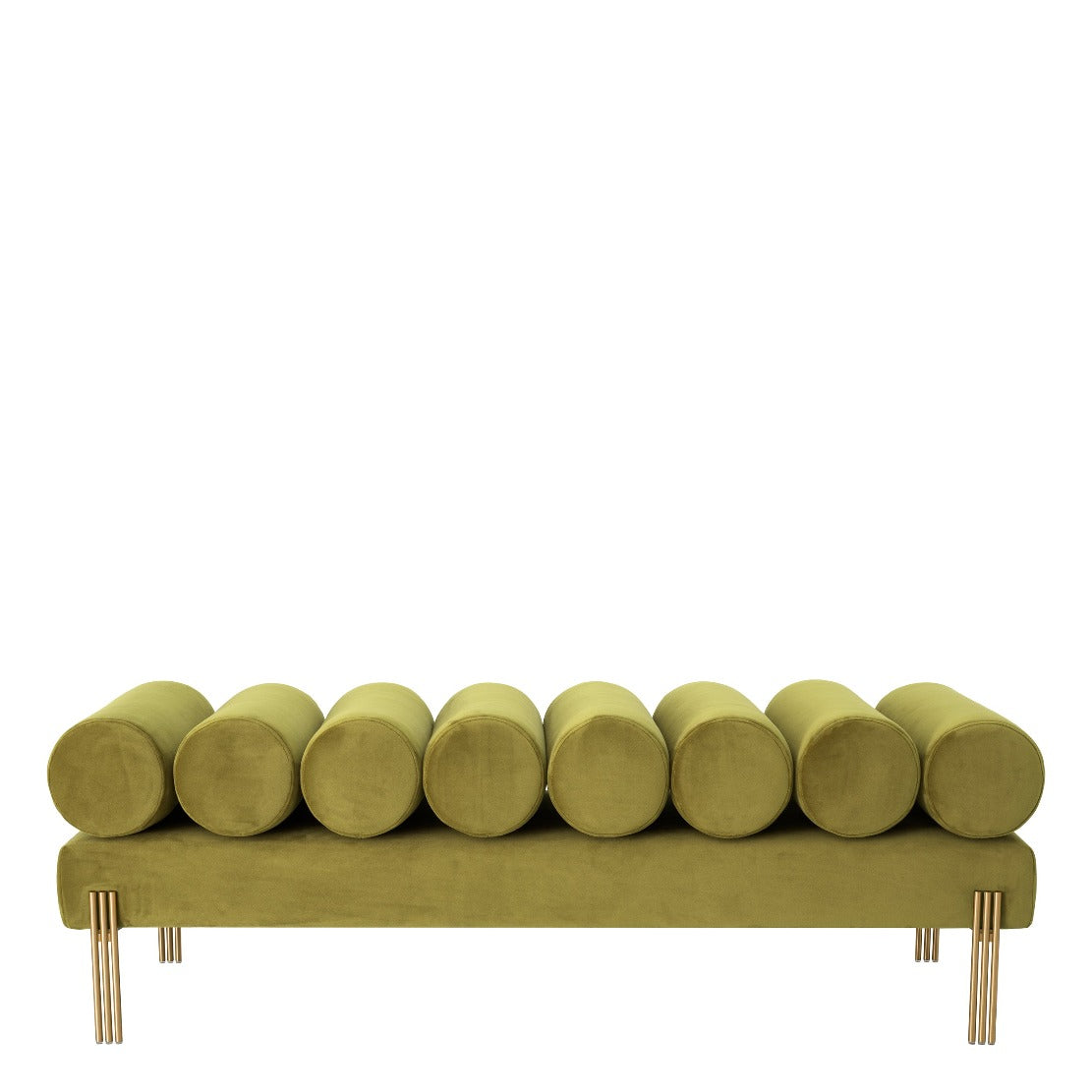 Bench Eichholtz Oxley vintage Green velvet olijf groen hocker