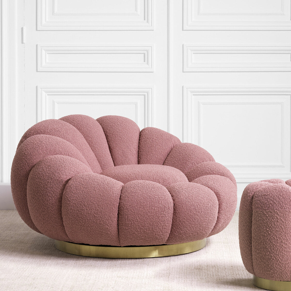 Swivel chair Eichholtz Mello Bouclé rose
