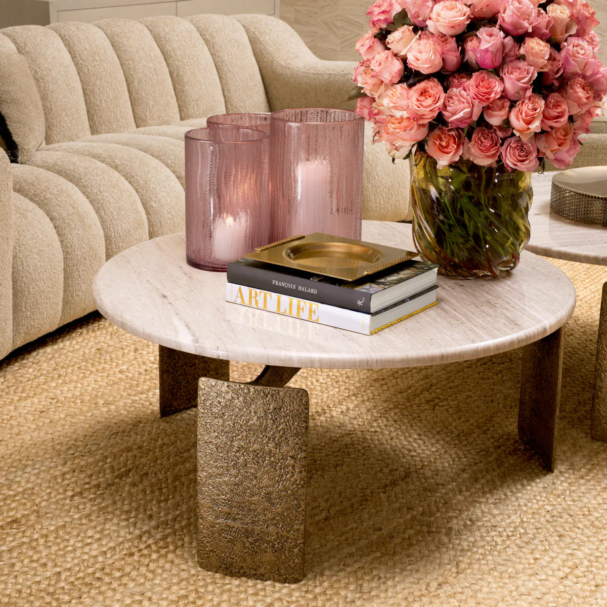 Table basse Eichholtz Bodega en marbre beige