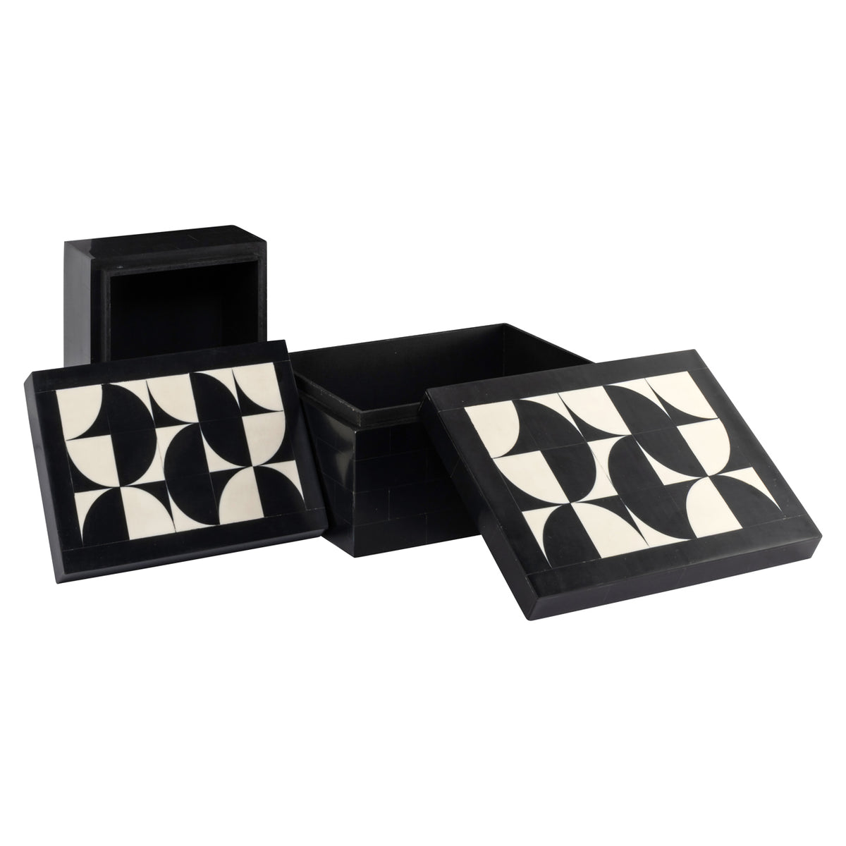 Opbergdoos Rae black/white (Set of 2)