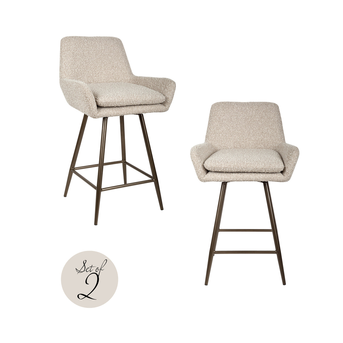 Tresenstuhl Linsey Natural Chunky drehbar (2er-Set)