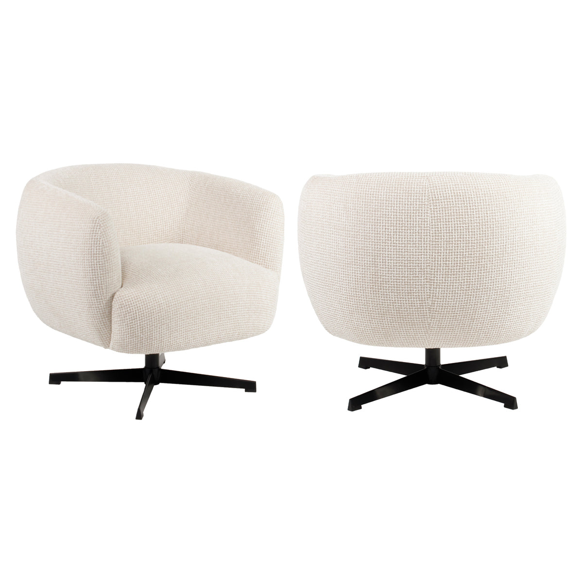 Estelle lounge chair beige blockweave swivel