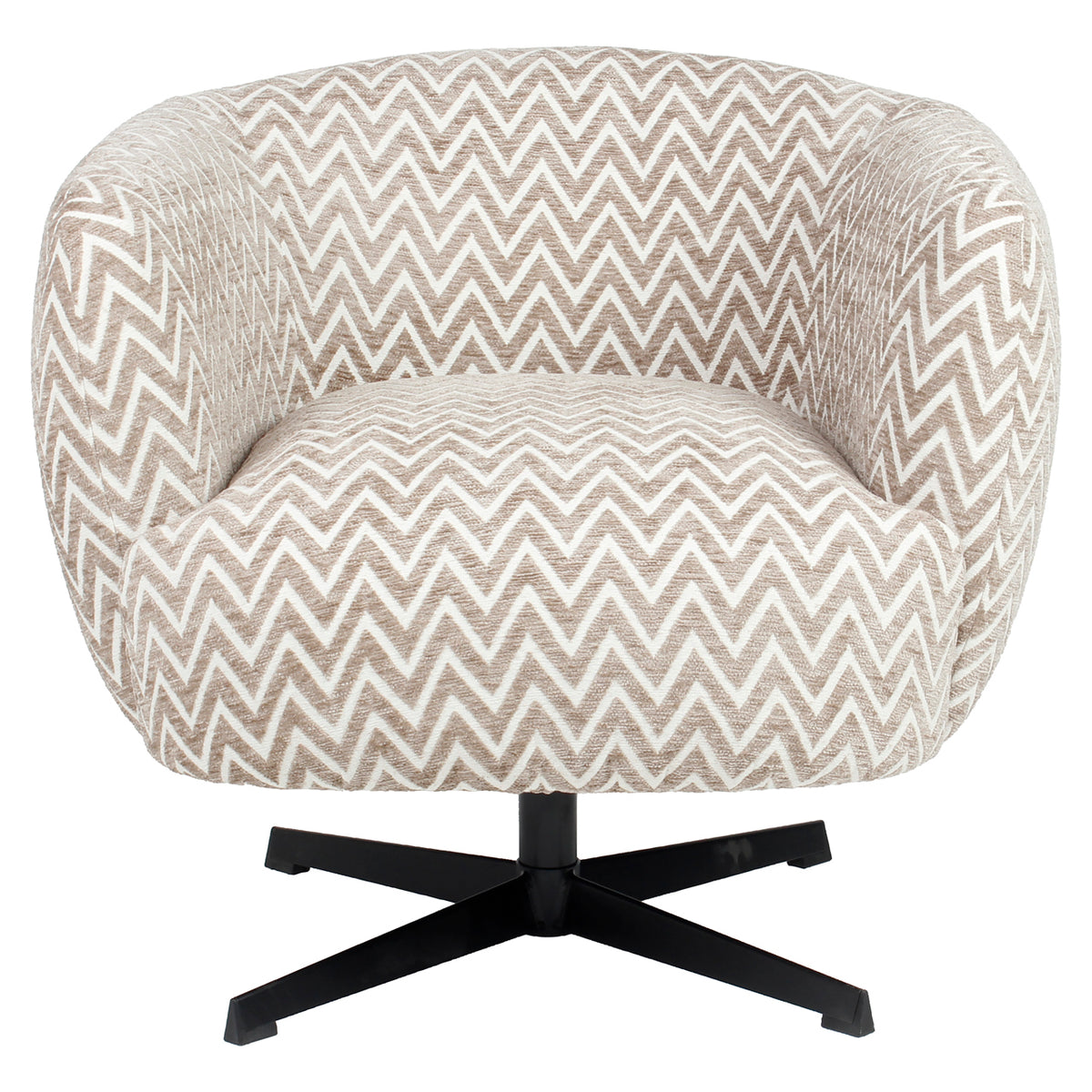 Fauteuil lounge Estelle sable à chevrons pivotant