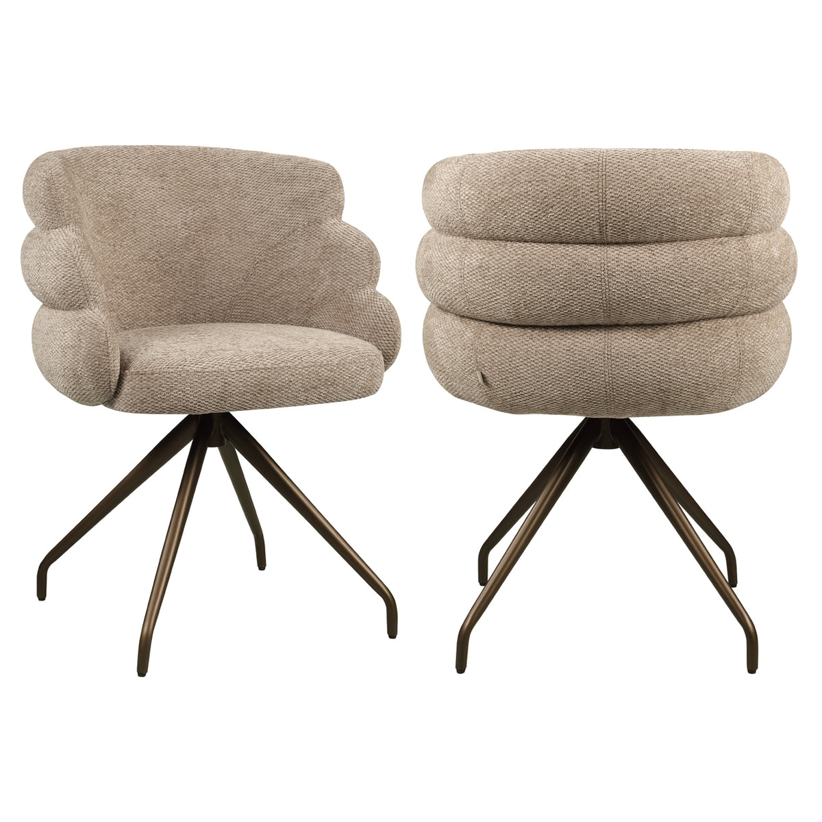 Kayla mocca boldweave swivel dining chair