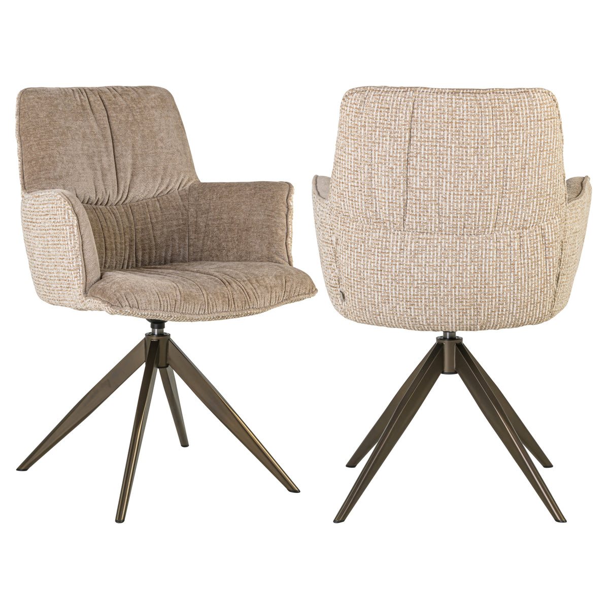 Eetkamerstoel Chase cream blockweave swivel