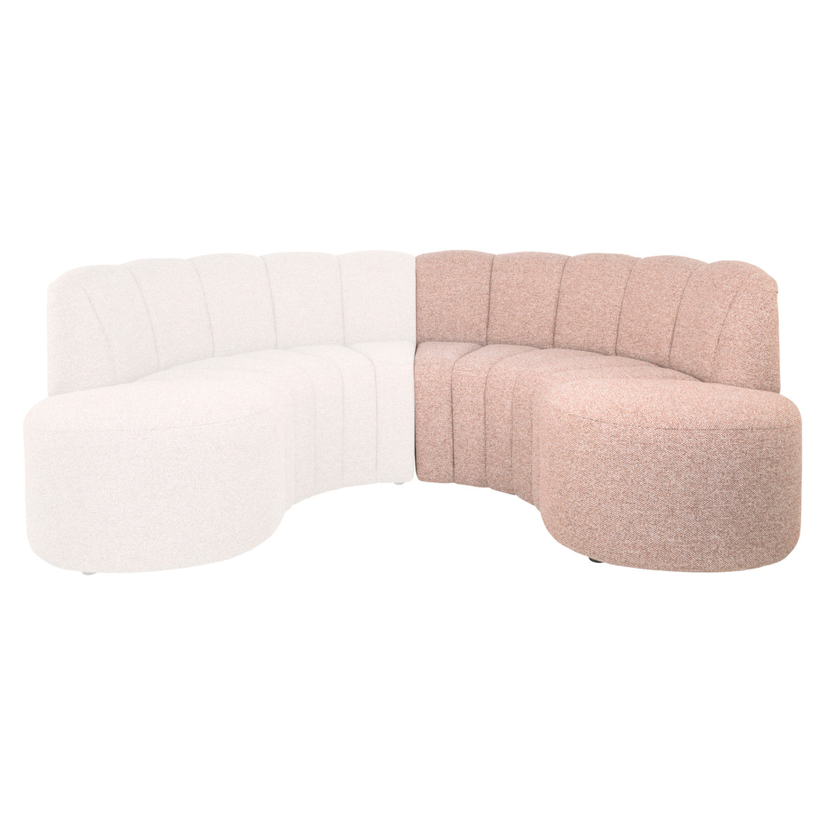Banquette de salle à manger Landmark personnalisée, extrémité ouverte droite arrondie - entièrement rembourrée