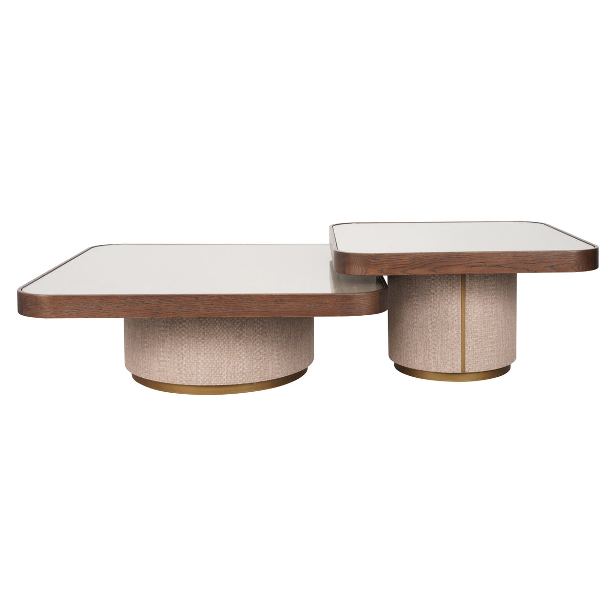 Table basse Willox beige avec verre (Set of 2)