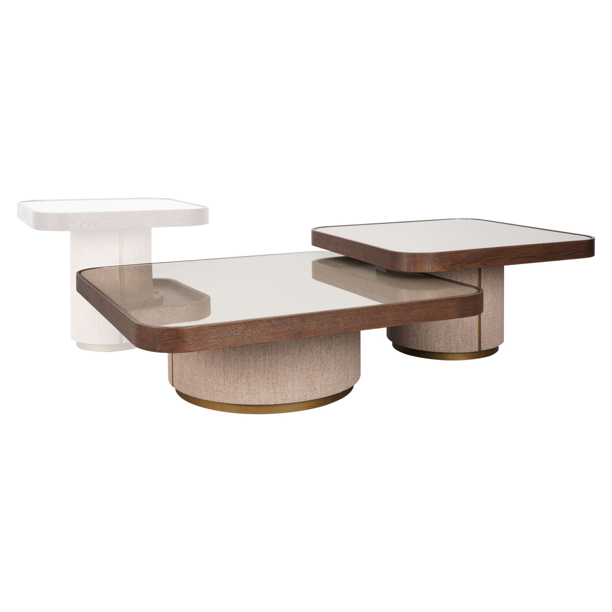 Table basse Willox beige avec verre (Set of 2)