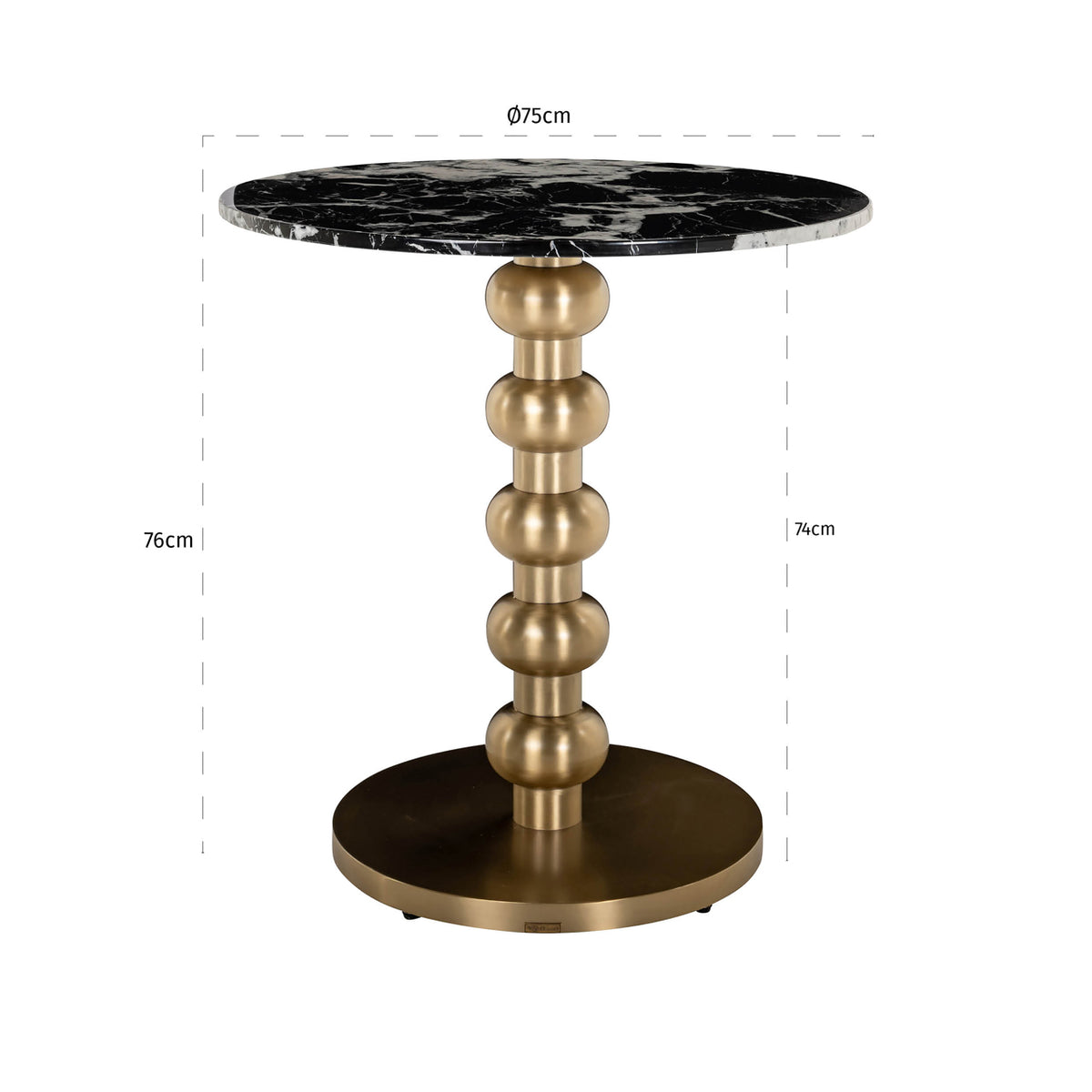 Bistrotafel Witlox black/gold 75Ø