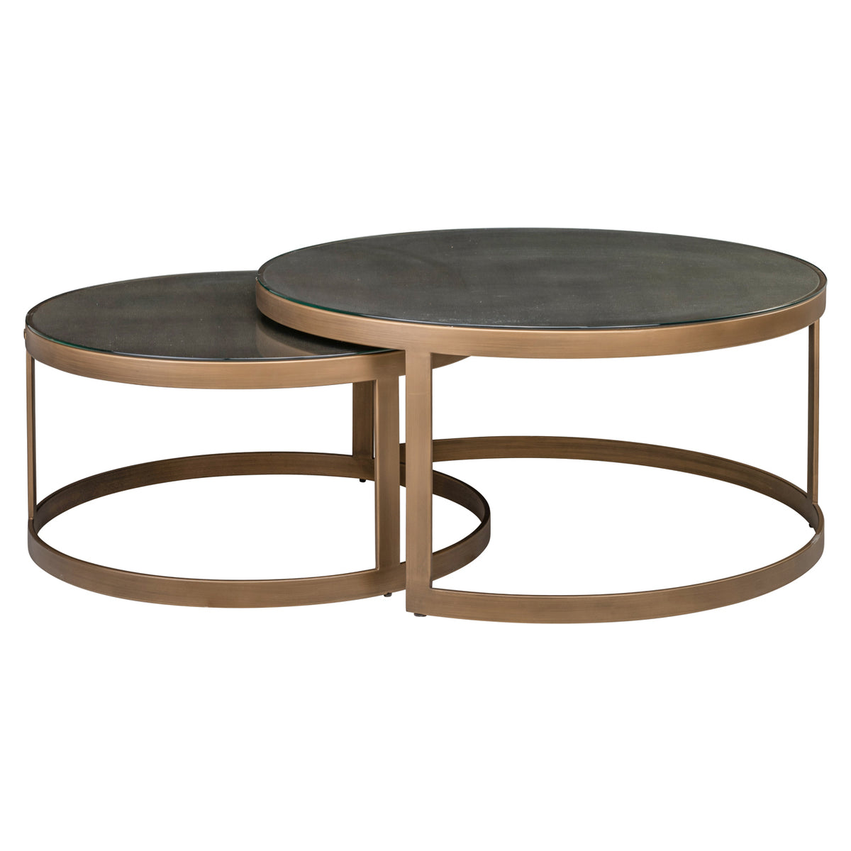 Salontafel Bloomville brass shagreen incl. glass tops (Set of 2)