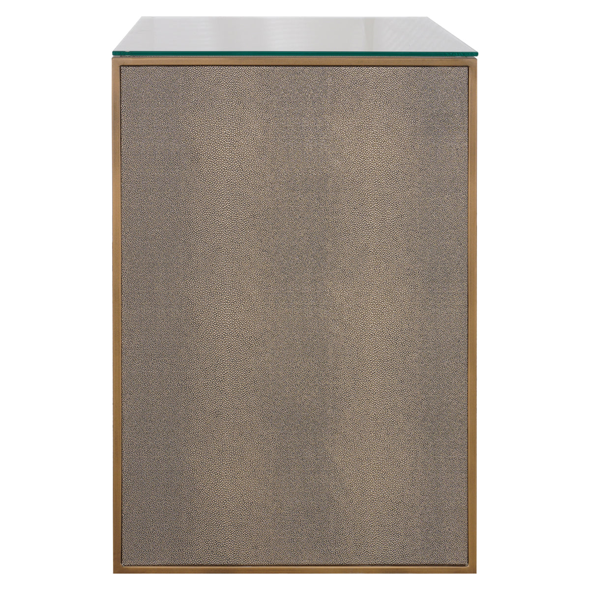Bloomville brass shagreen bedside table incl. glass top