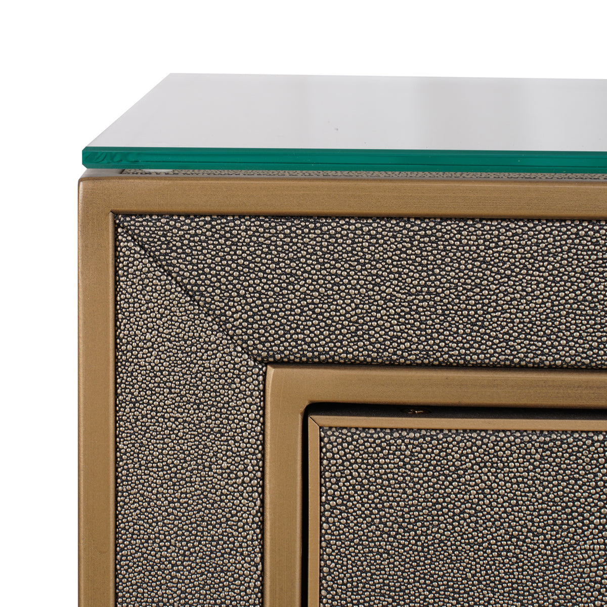 Bloomville brass shagreen bedside table incl. glass top