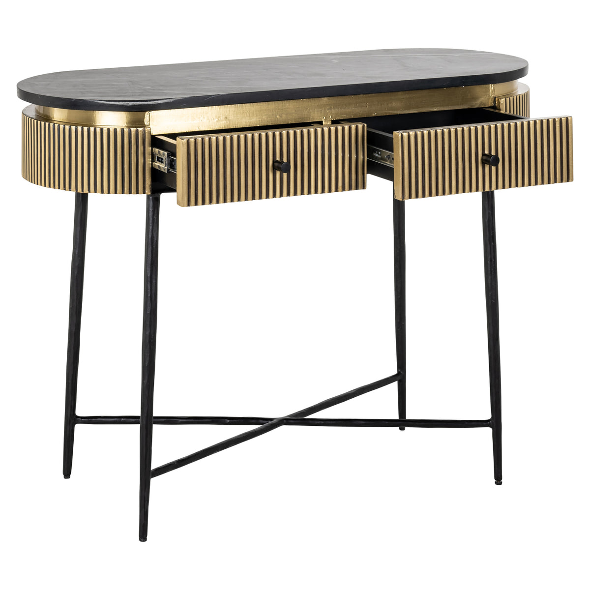Konsole Ironville gold 2-Schubladen