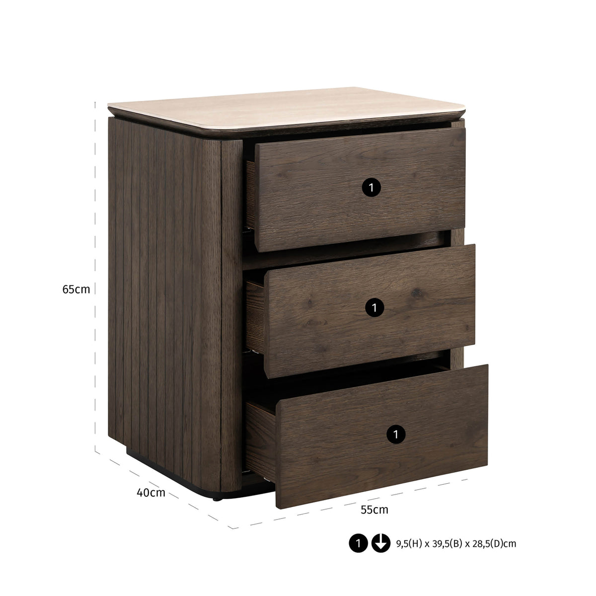 Table de chevet Ritz marron