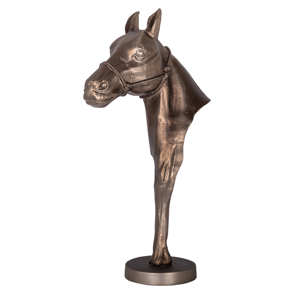 Decoratief object Jolly brass antique horse head on stand