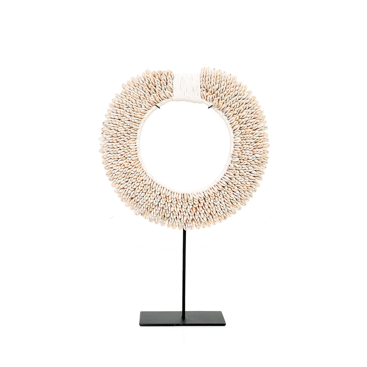 Disque en coquillages de Papouasie sur socle - Blanc - M