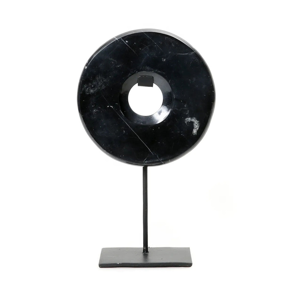 Disque en marbre sur support - Noir - M