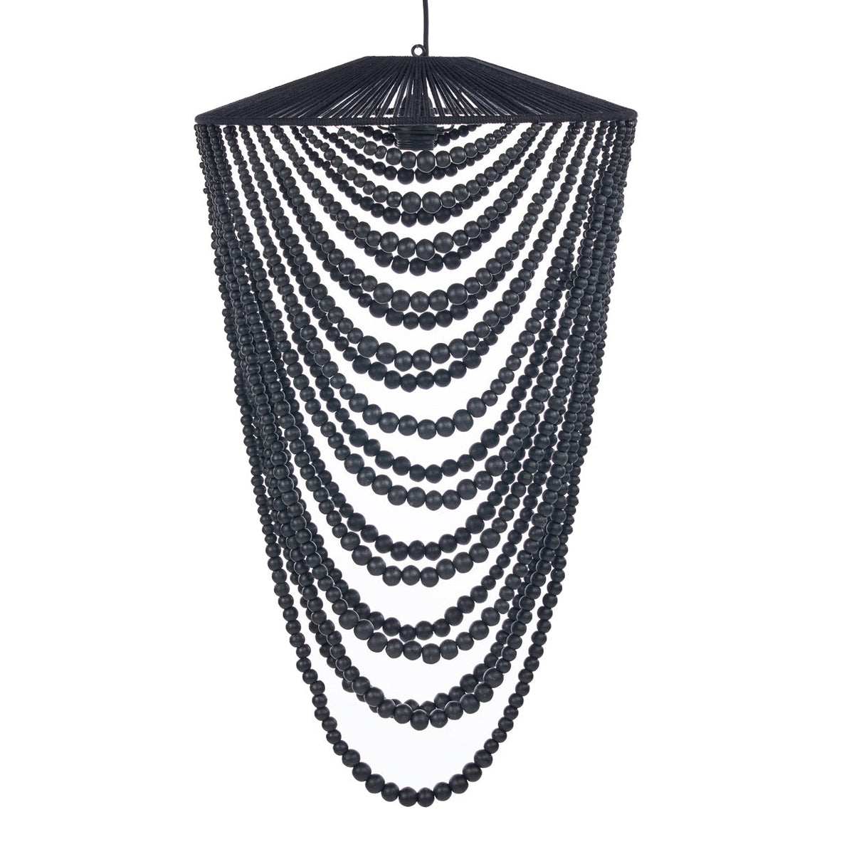 The Wooden Bead Chandelier - Black - L
