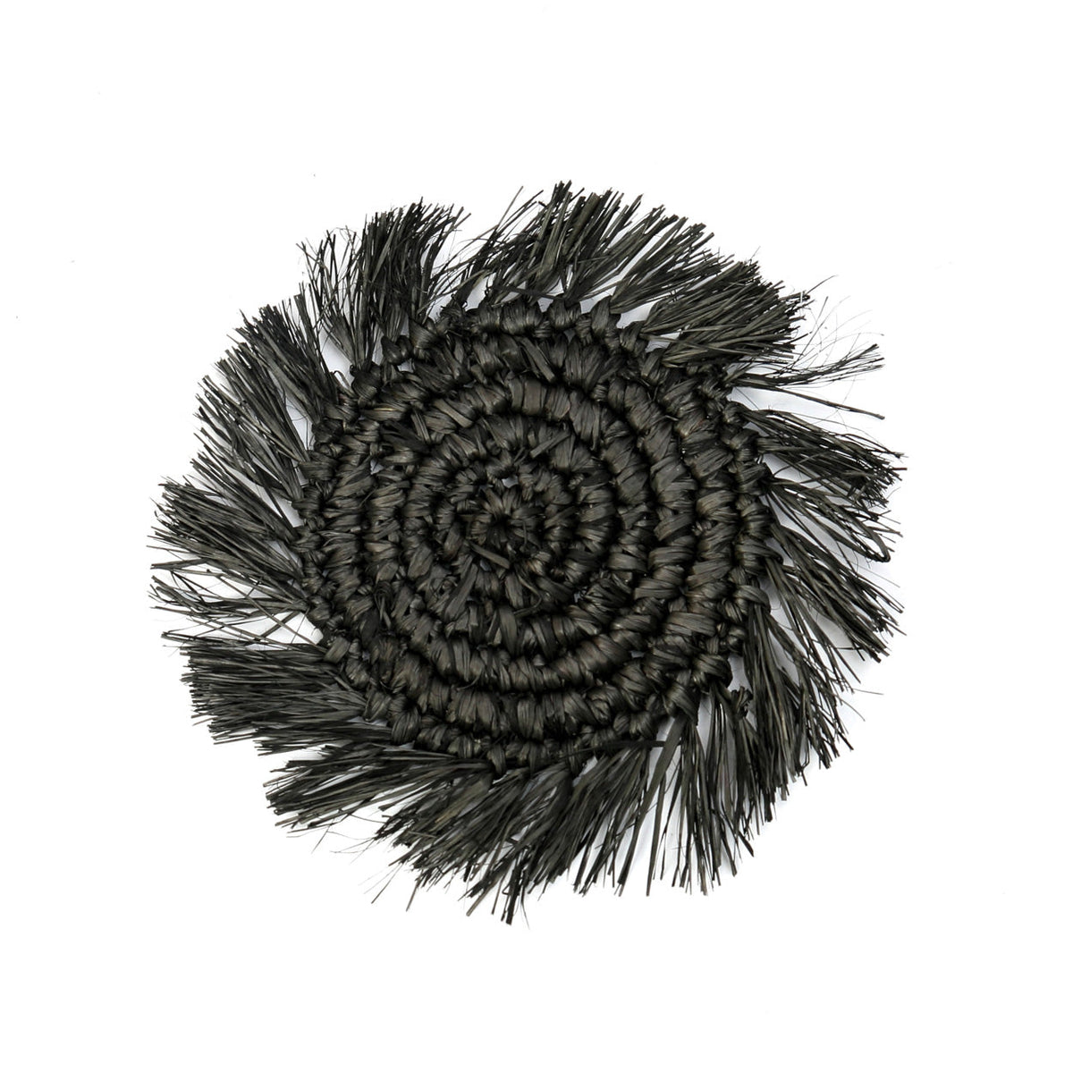 The Fringe Raffia Coaster - Black