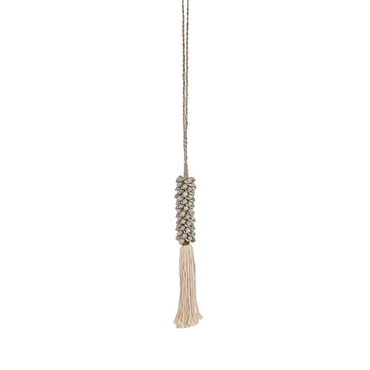 Coquillage et pompon en coton - Gris