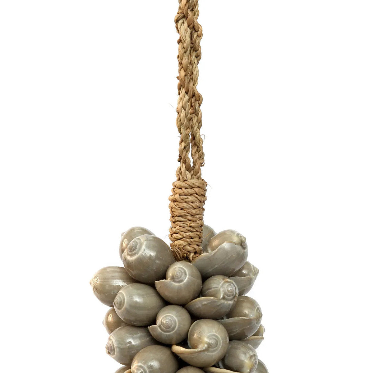 Coquillage et pompon en coton - Gris