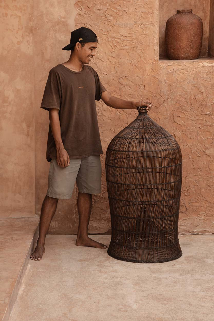 Die Pendelleuchte Woven Bell - Dunkelwalnuss - XL