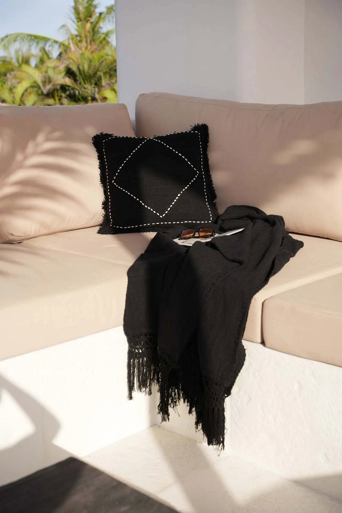 Housse de coussin Kasbah - noir blanc
