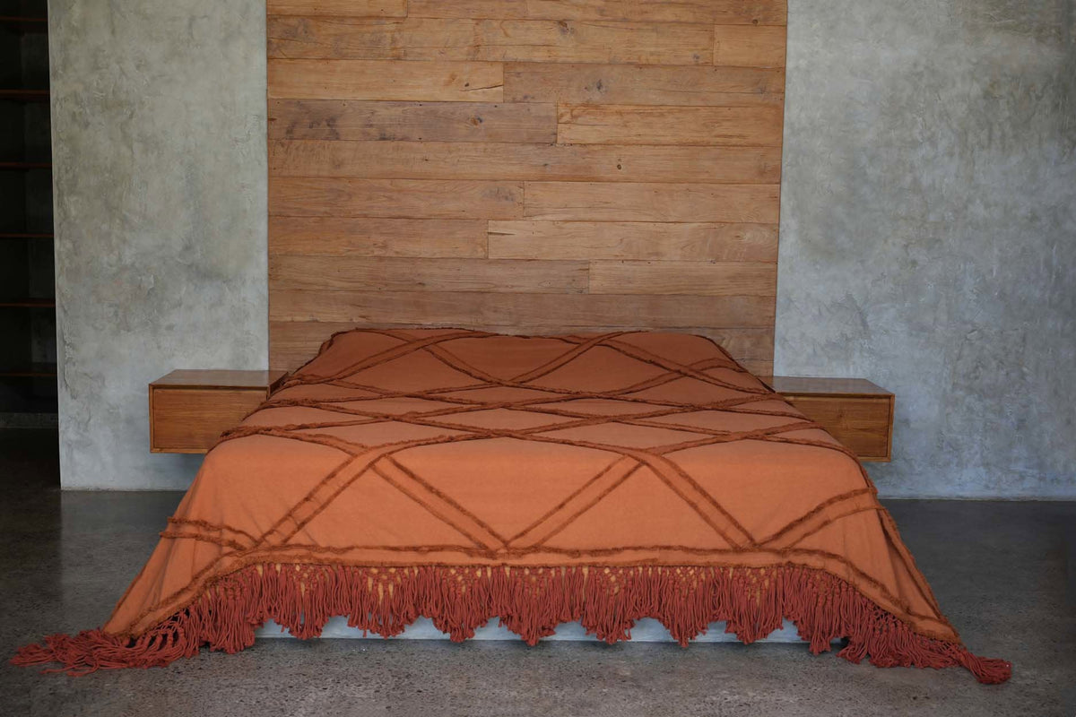 The Berber Bed Throw - Terracotta