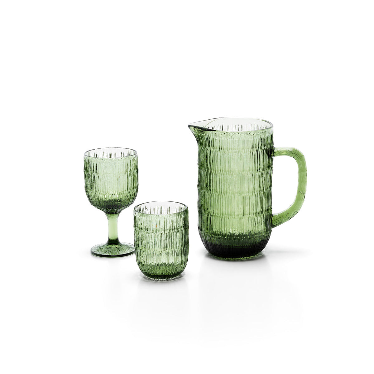 The Moss Ripple Water Glass - Green