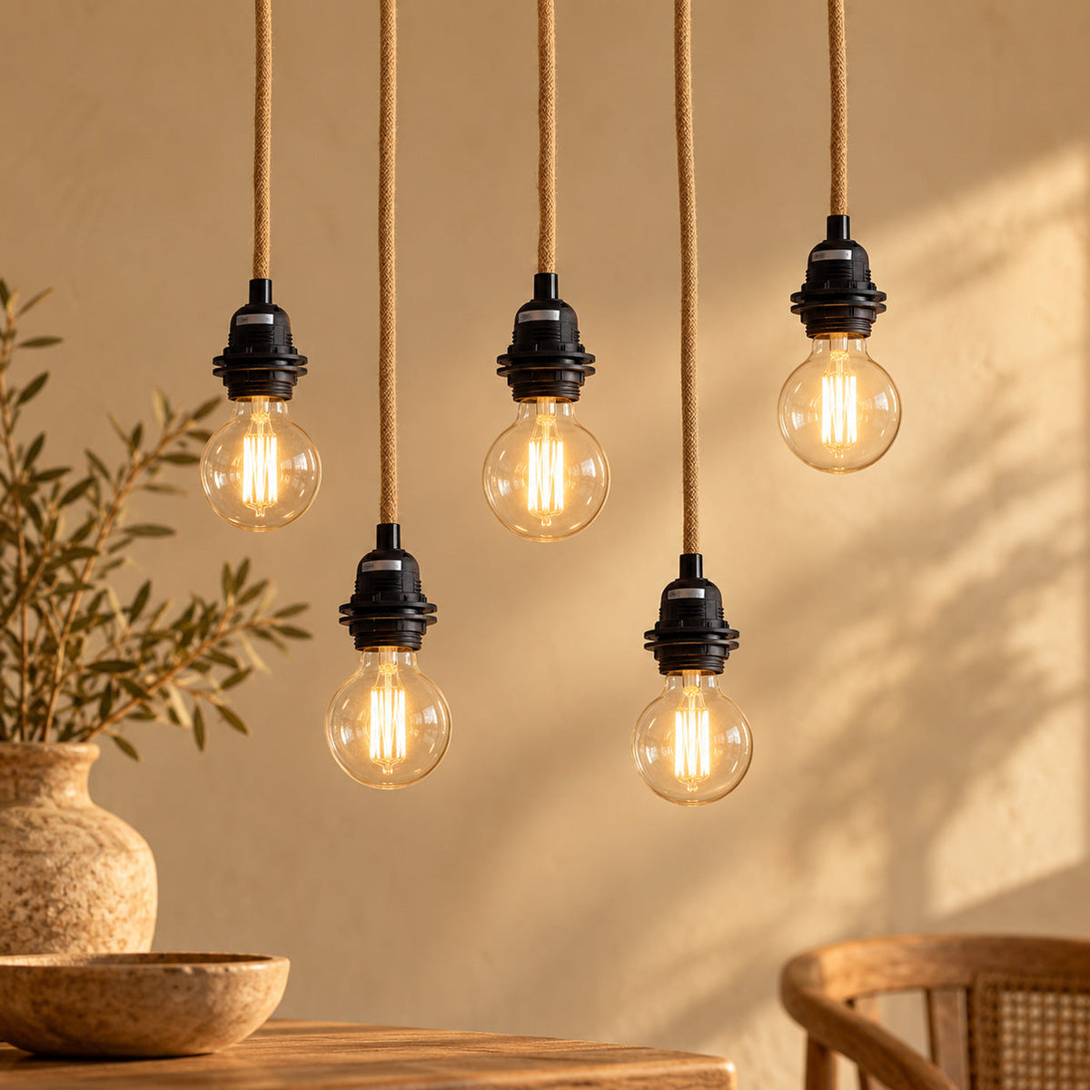 Fitting Lamps Ceiling - Natural Black - 5 Fittings