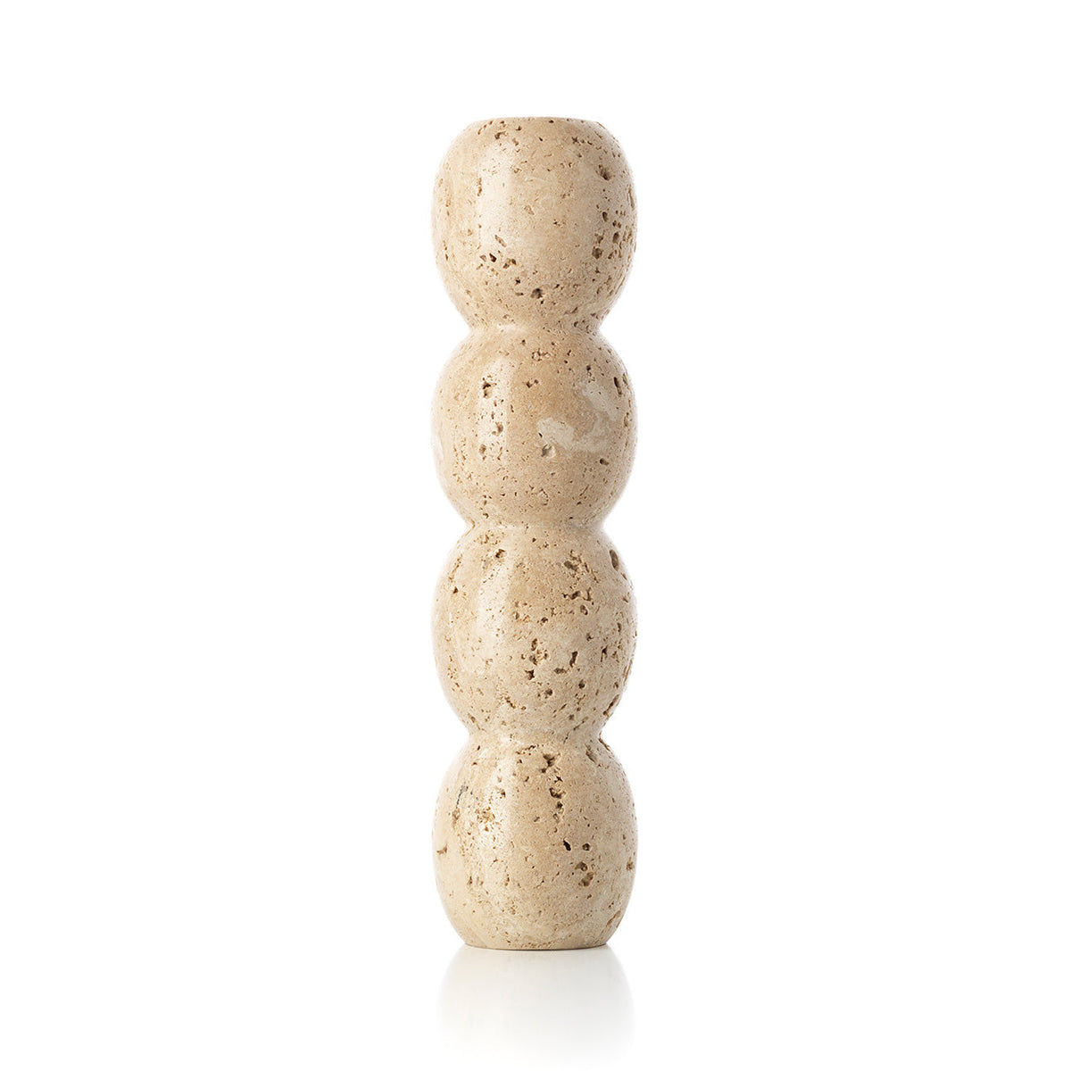 Le bougeoir conique Totem en travertin - Beige - L
