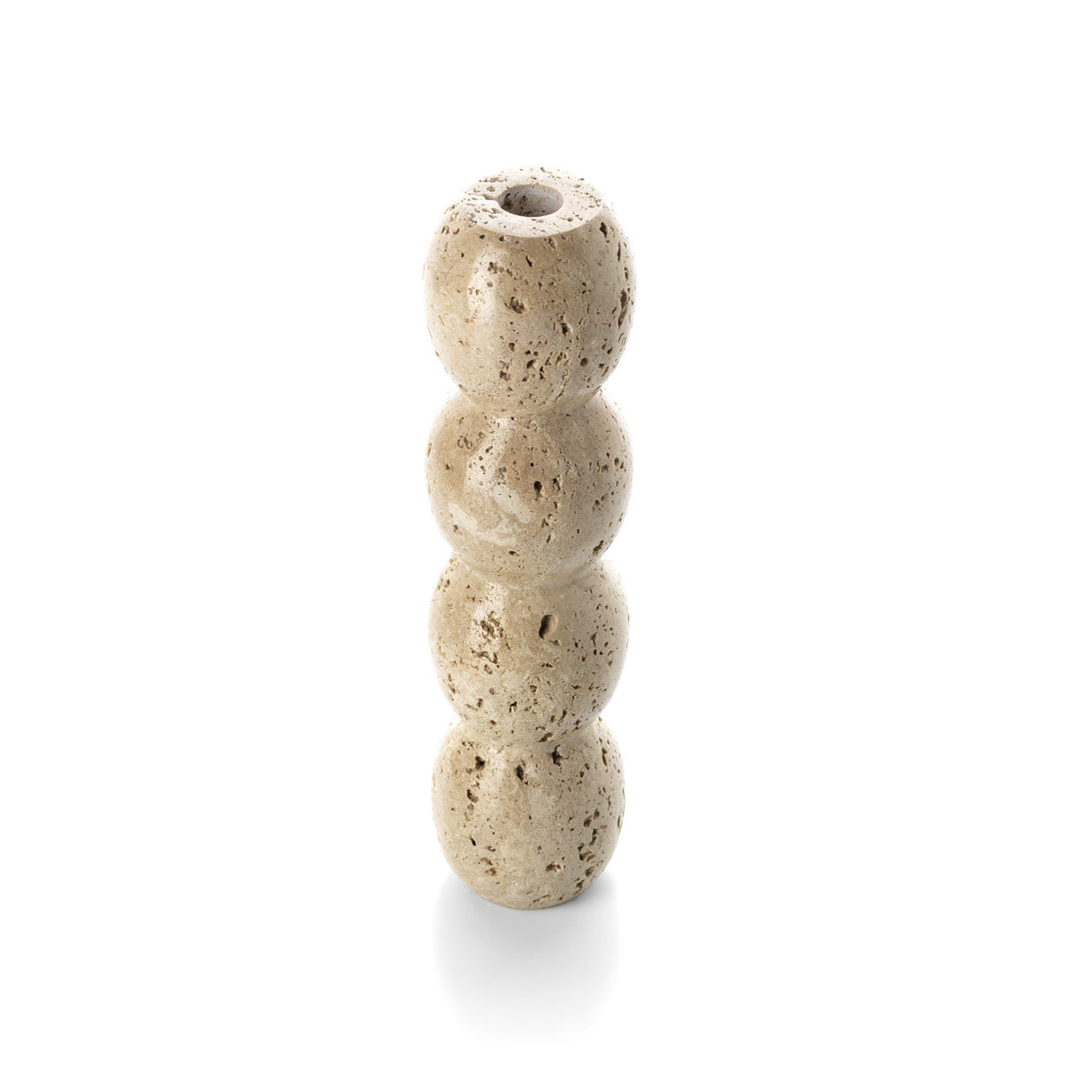 Le bougeoir conique Totem en travertin - Beige - L