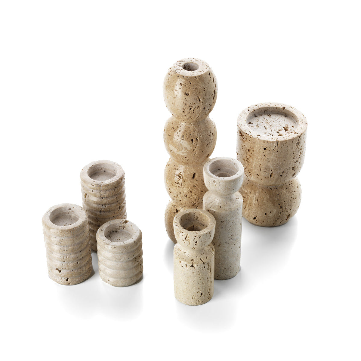 Der Kerzenhalter Travertine Vessel für Stumpenkerzen - Beige