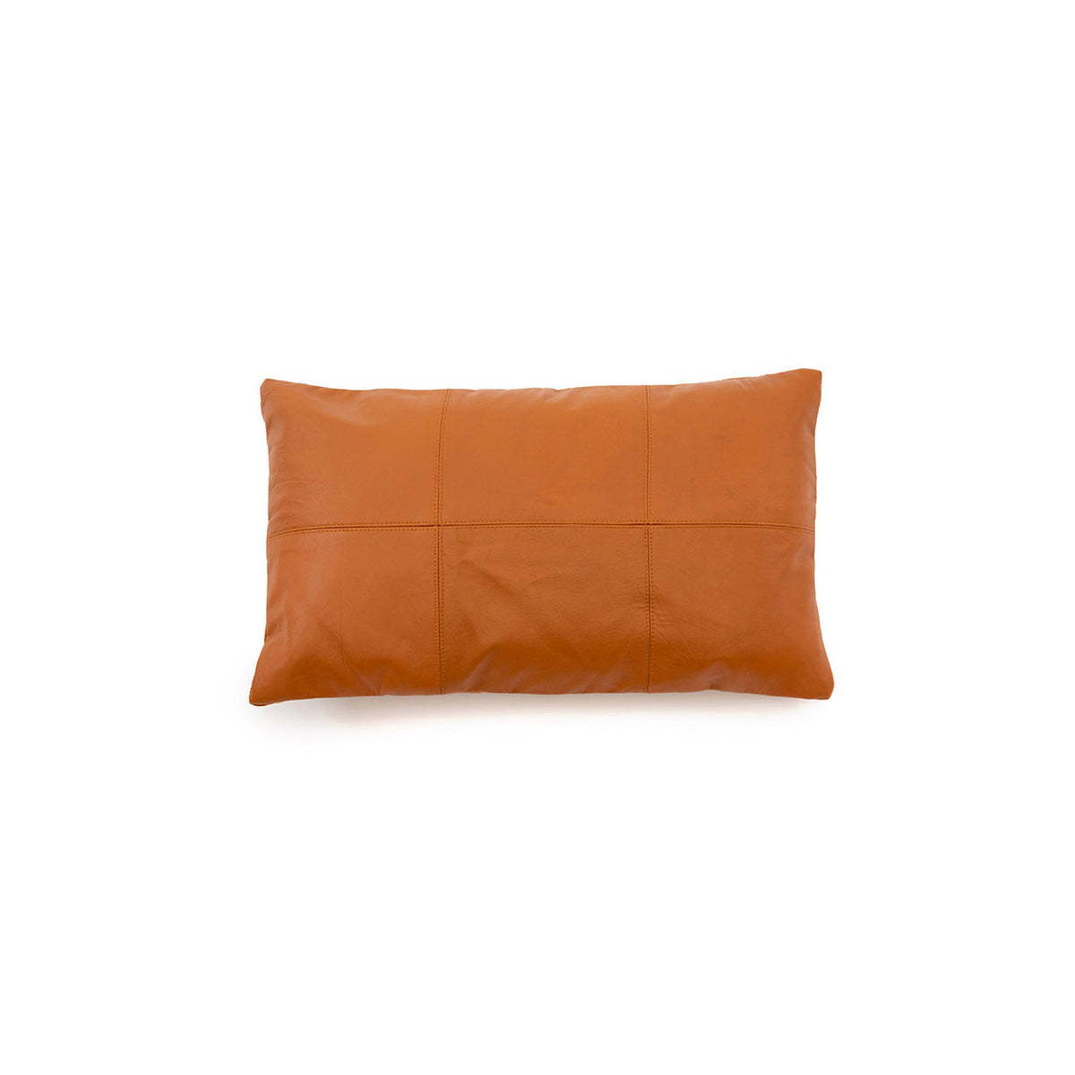 Housse de coussin en cuir Six Panel - camel - 30x50