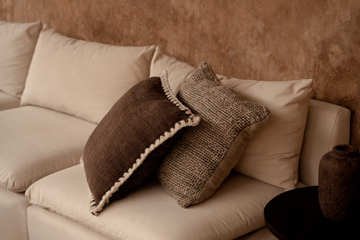 The Linen Grain Cushion Cover - Natural Black