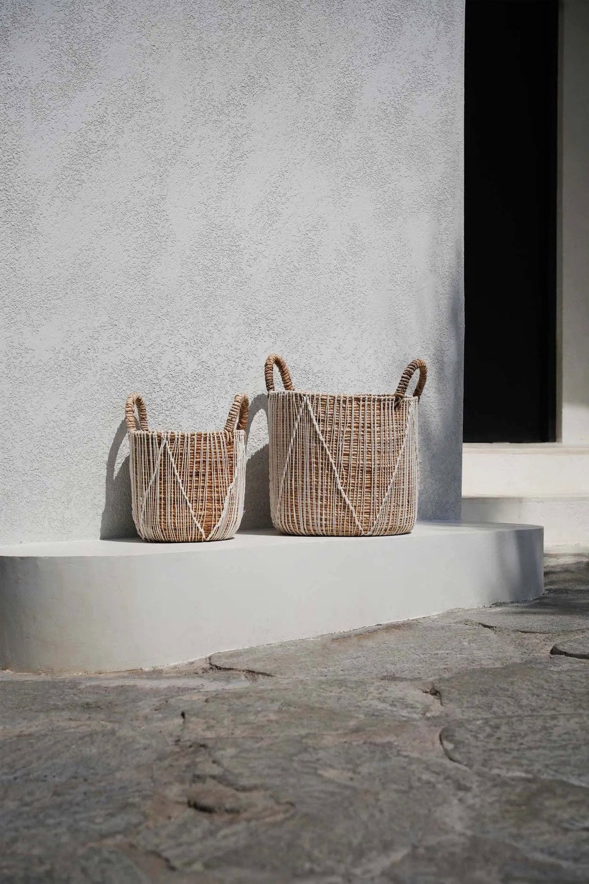 Panier en macramé à points droits - S