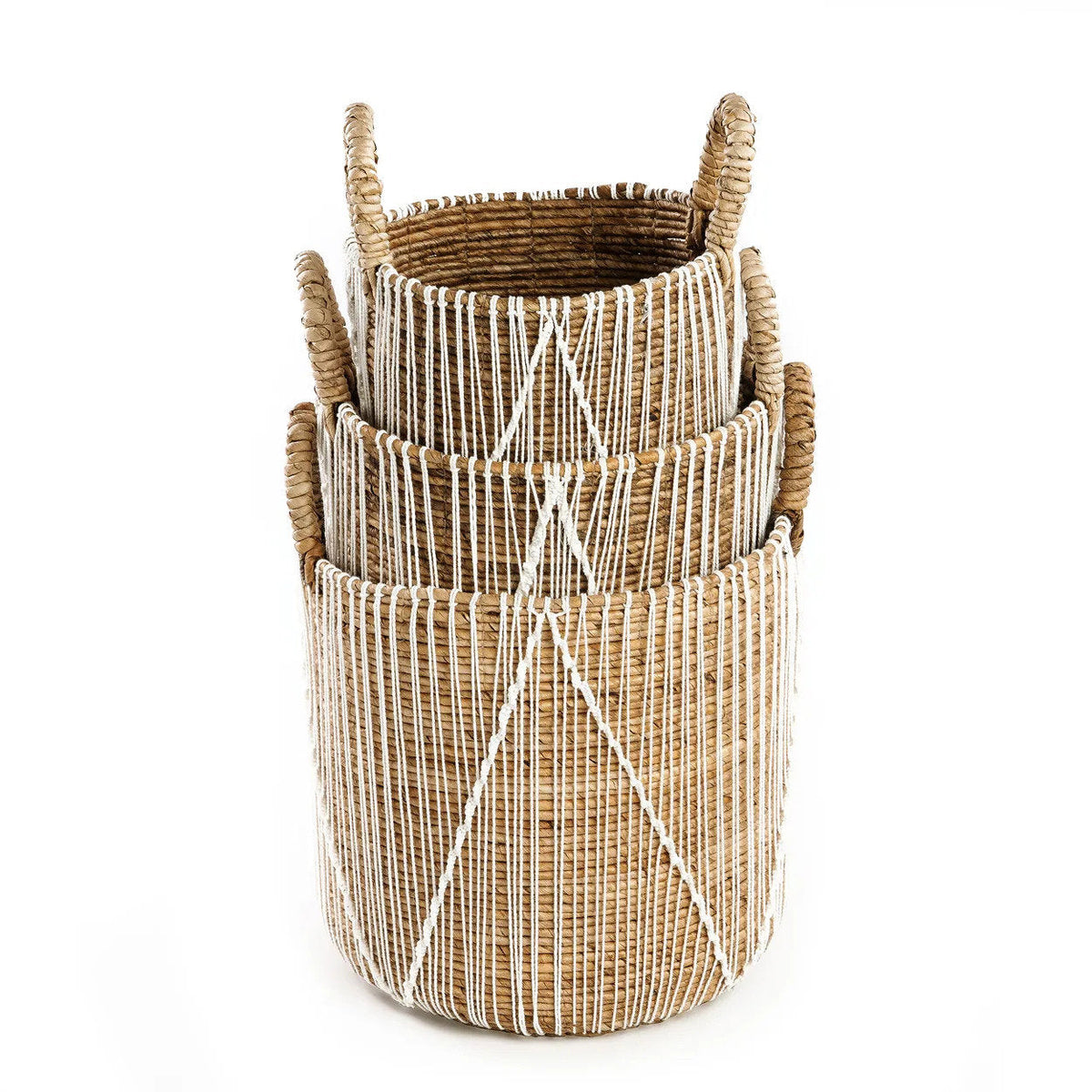 Panier en macramé à points droits - S