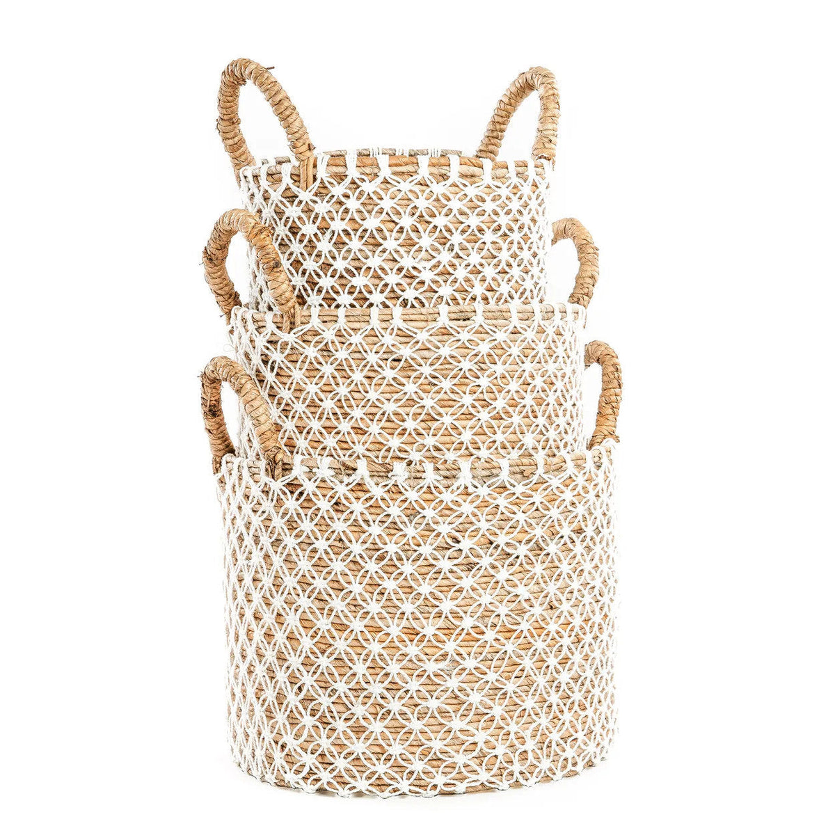 Panier en macramé à points croisés - M