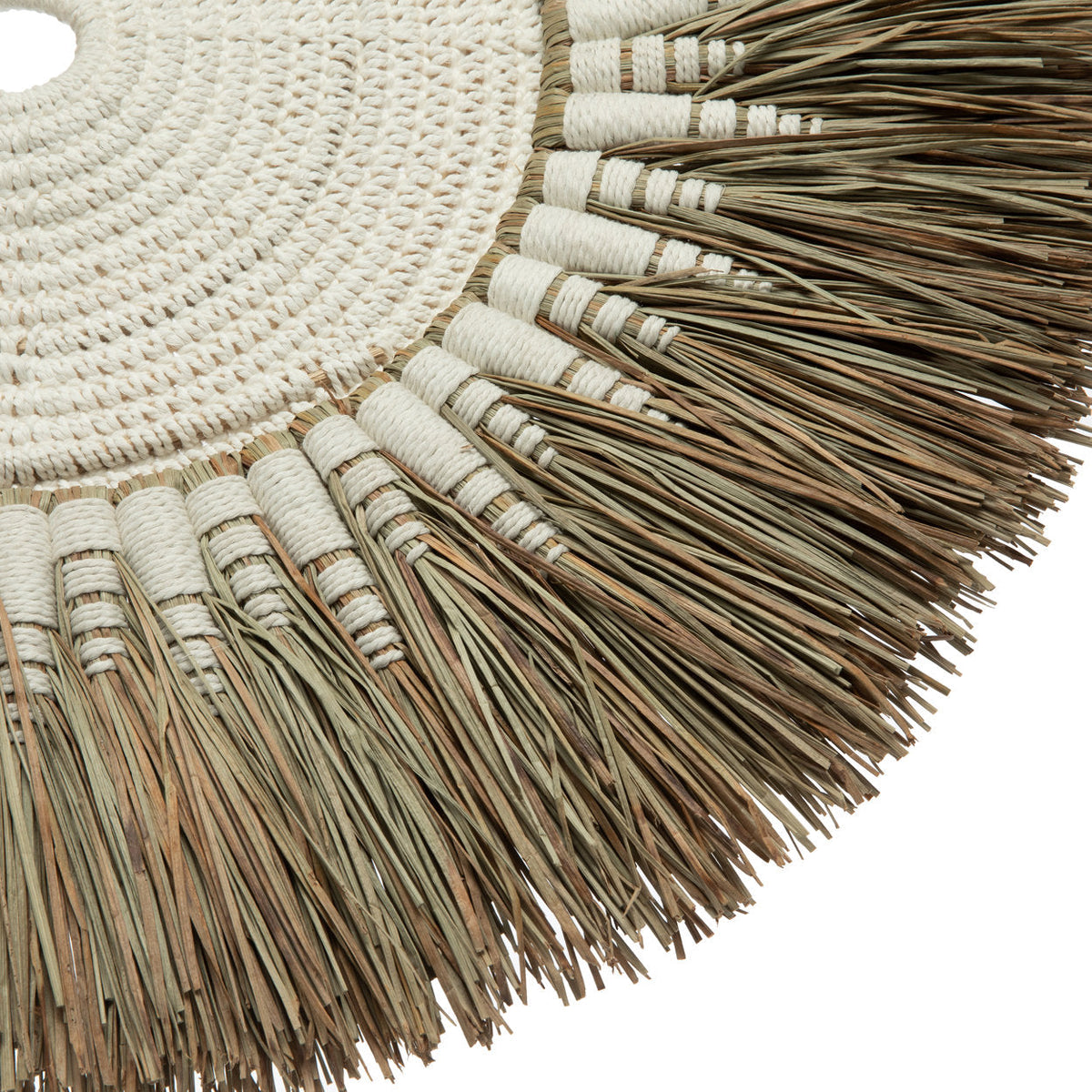 Die Raffia-Makramee-Wanddekoration - Weiß Natur