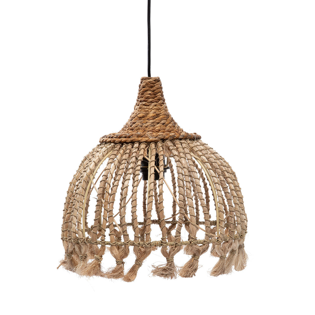 Die Abaca-Tassel-Pendelleuchte - Natural - S