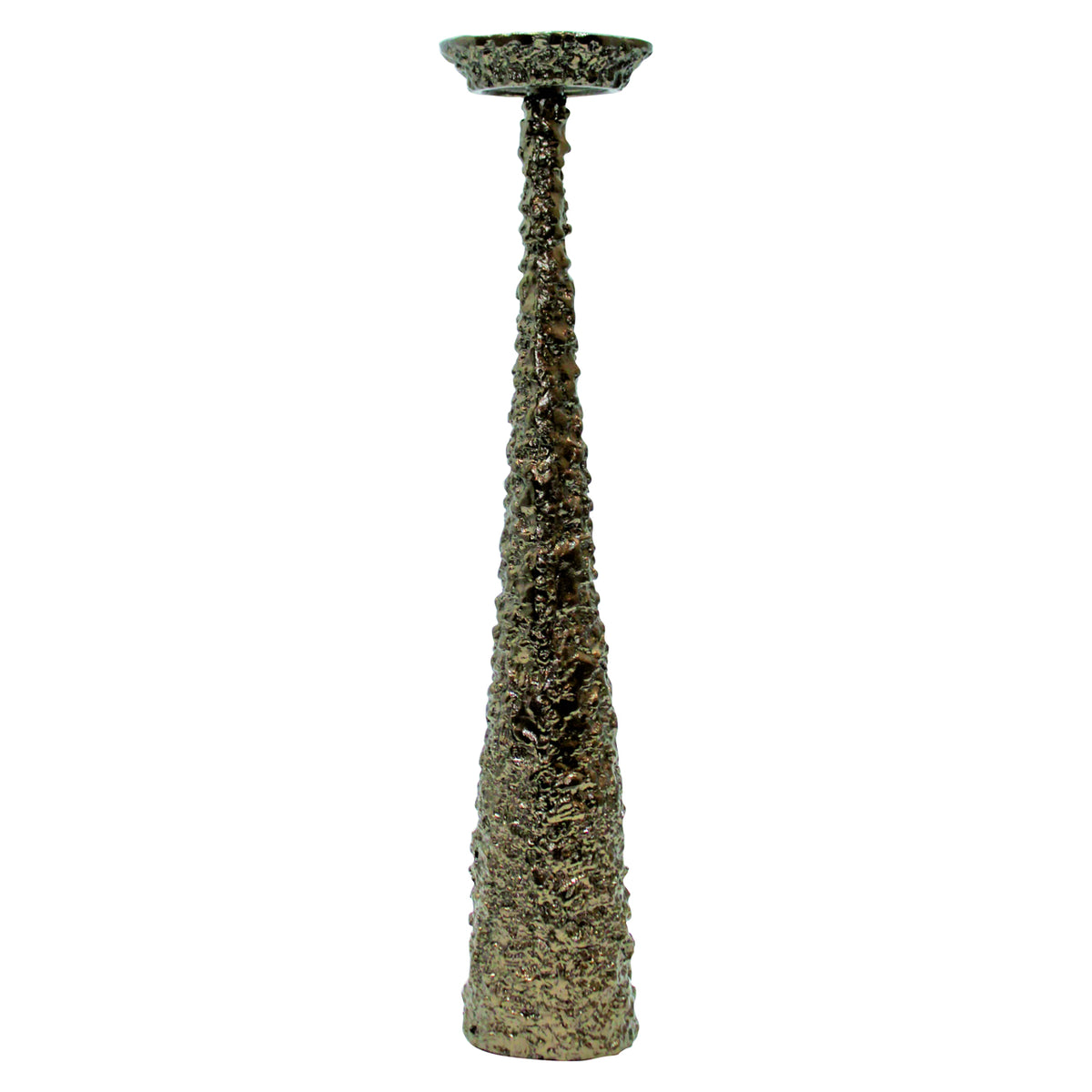 Moan brushed gold candle holder large