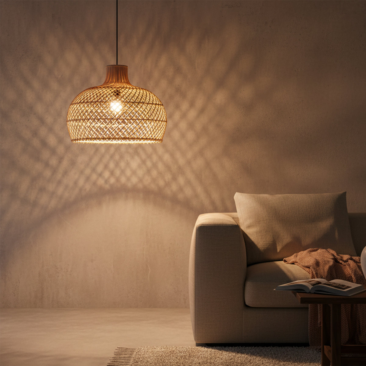 Maze natural rattan pendant lamp - Ø 42x36 cm