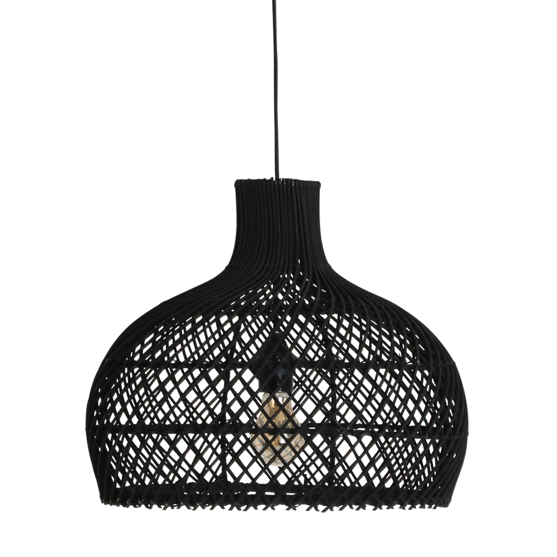 Suspension en rotin Maze zwart - Ø 42x36 cm