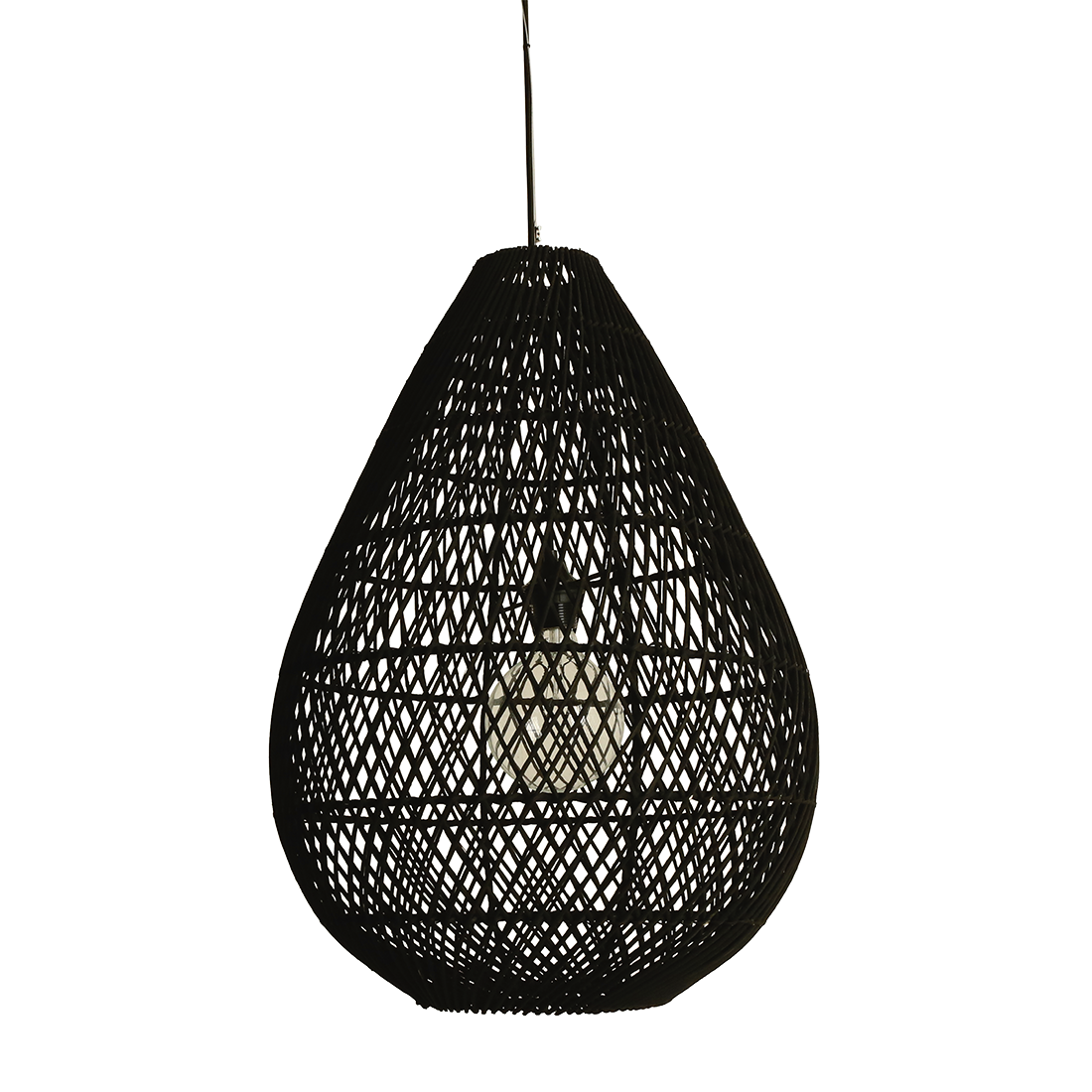 Maze black teardrop rattan pendant lamp - Ø 45x65 cm