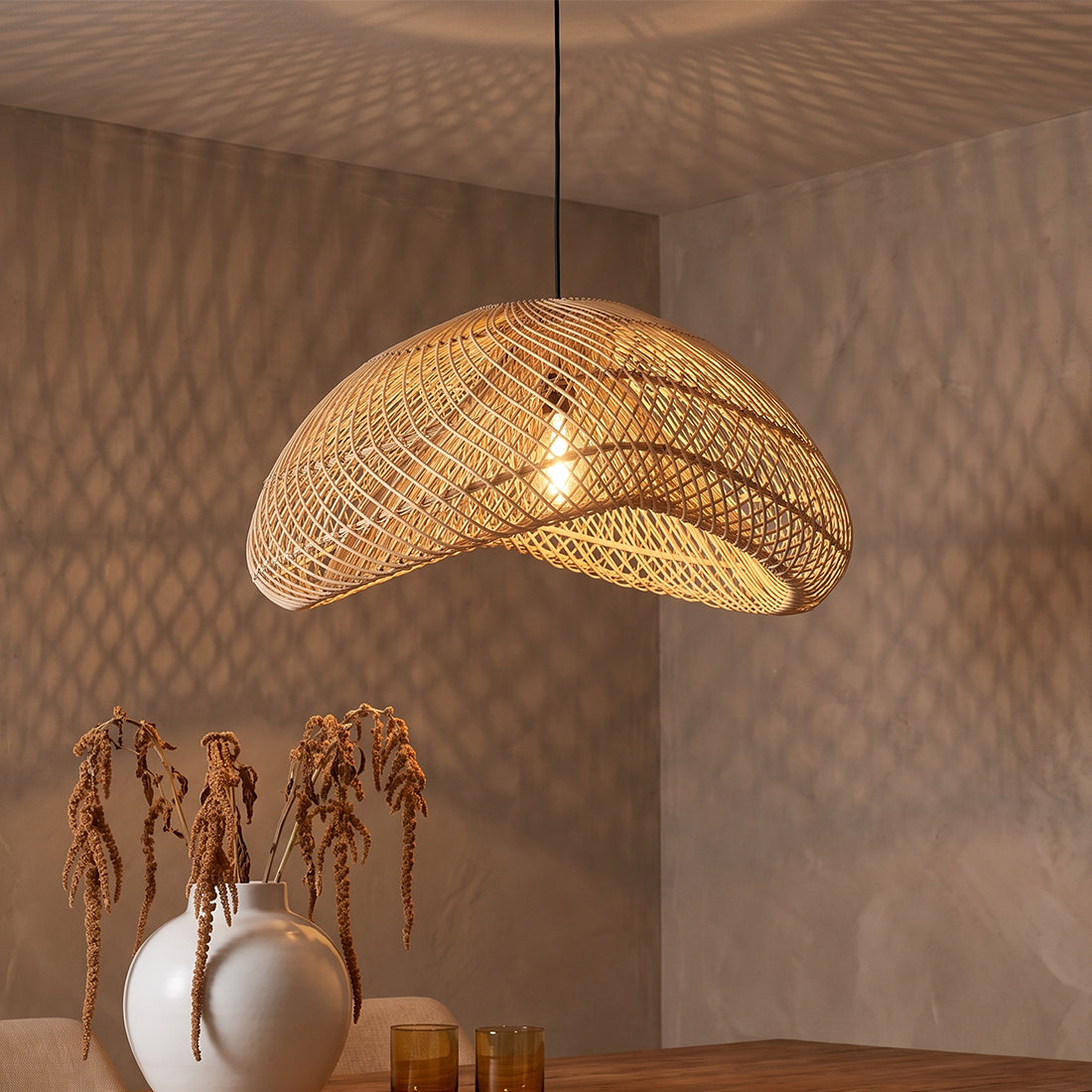 Maze rotan hanglamp organic L -Ø 57x31 cm